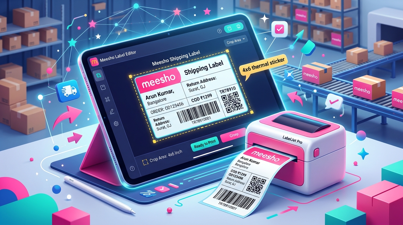 Free Meesho Label Crop Tool Online: Convert Label PDF to 4x6 Thermal Stickers Instantly